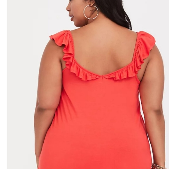 Torrid Coral Orange Super Soft Ruffle Cami Tank Top  Plus Size 1 1X or 14/16 - Picture 4 of 14